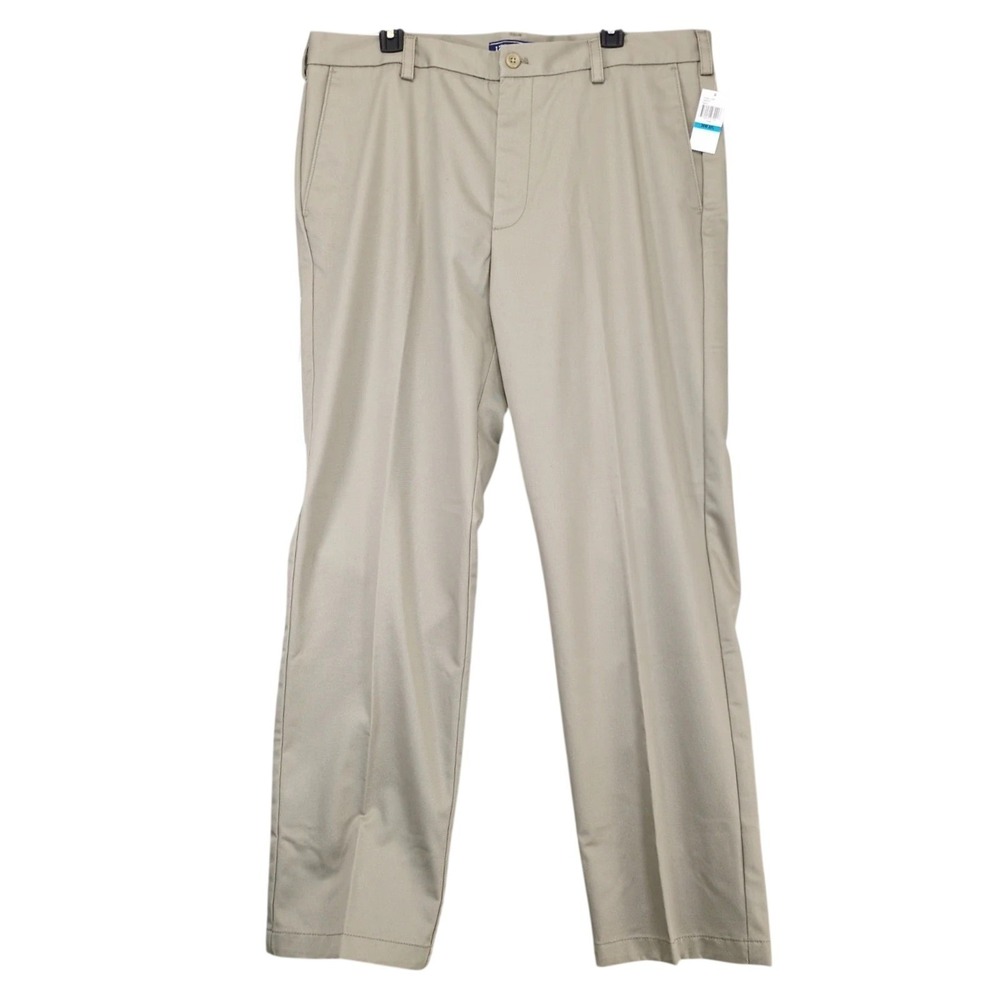 NWT Izod Khaki American Chino Pants Mens 36x32 Straight Non-Iron Preppy Classic